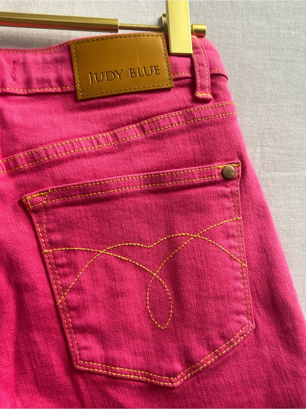 Judy Blue magenta garment-dyed high-waist denim shorts